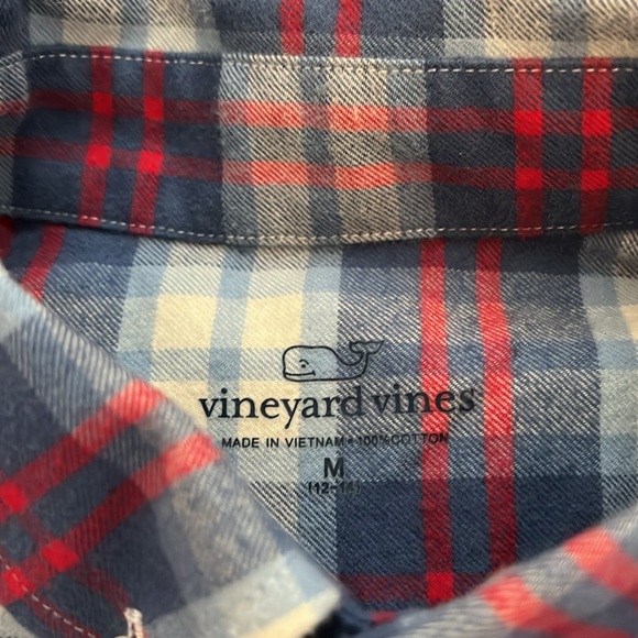 Boys Longshore Whale Button-Down Flannel Shirt- M - Picture 3 of 5